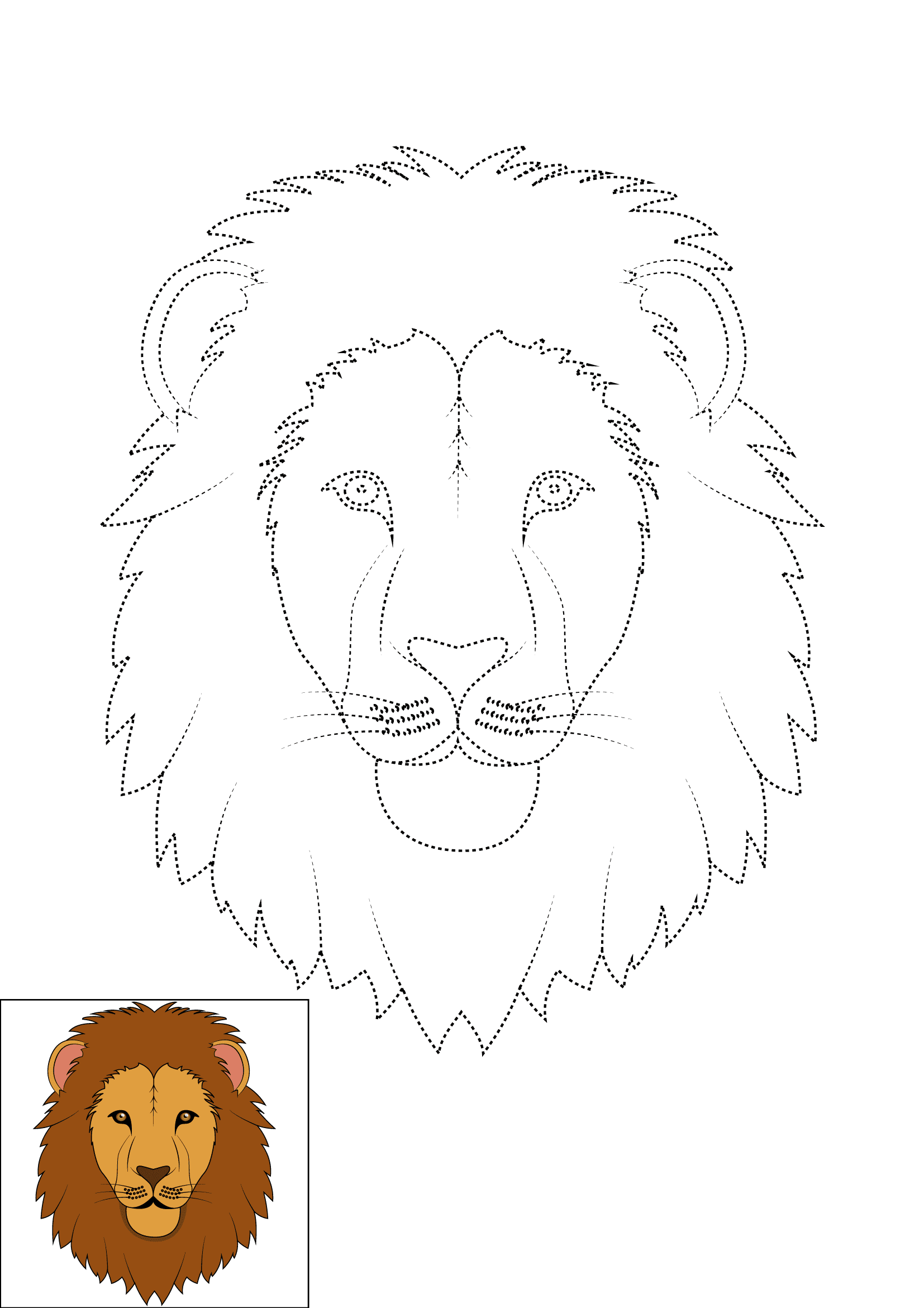 How to Draw A Lion Face Step by Step Printable Dotted