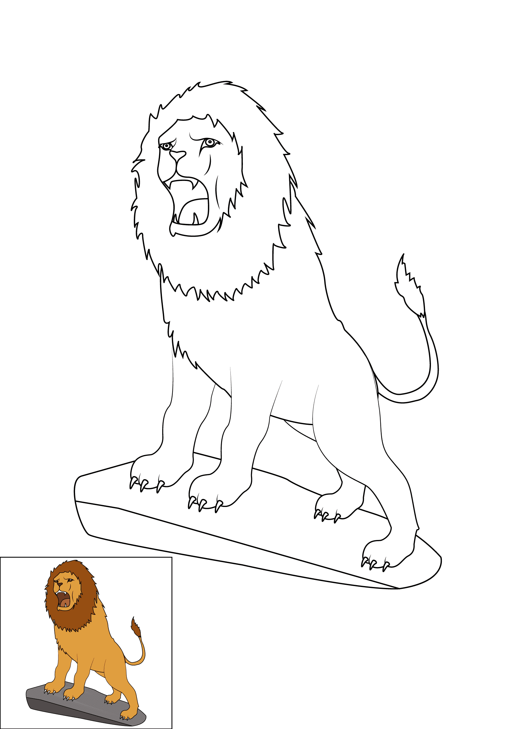 How to Draw A Lion Roaring Step by Step Printable Color