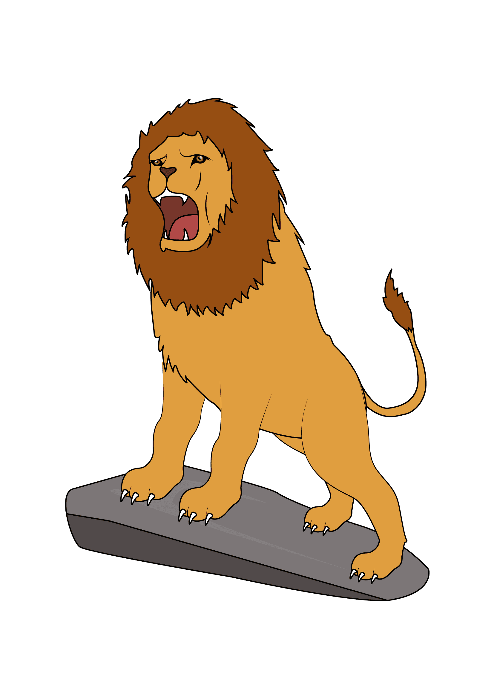 How to Draw A Lion Roaring Step by Step Printable
