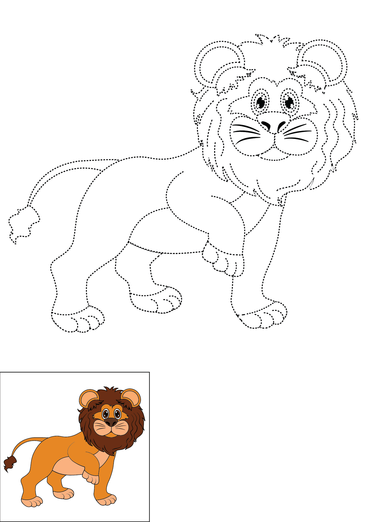 How to Draw A Lion Step by Step Printable Dotted