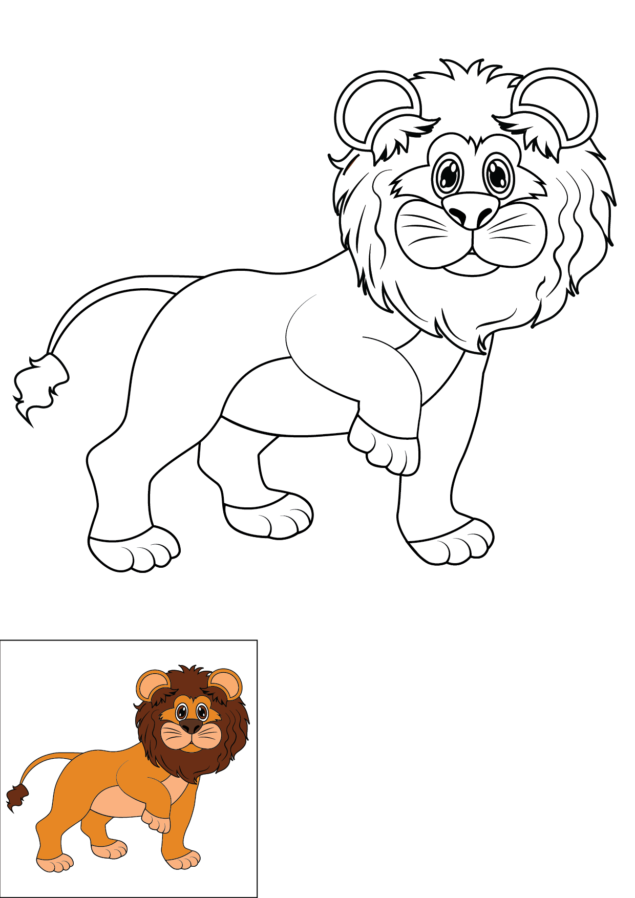 How to Draw A Lion Step by Step Printable Color