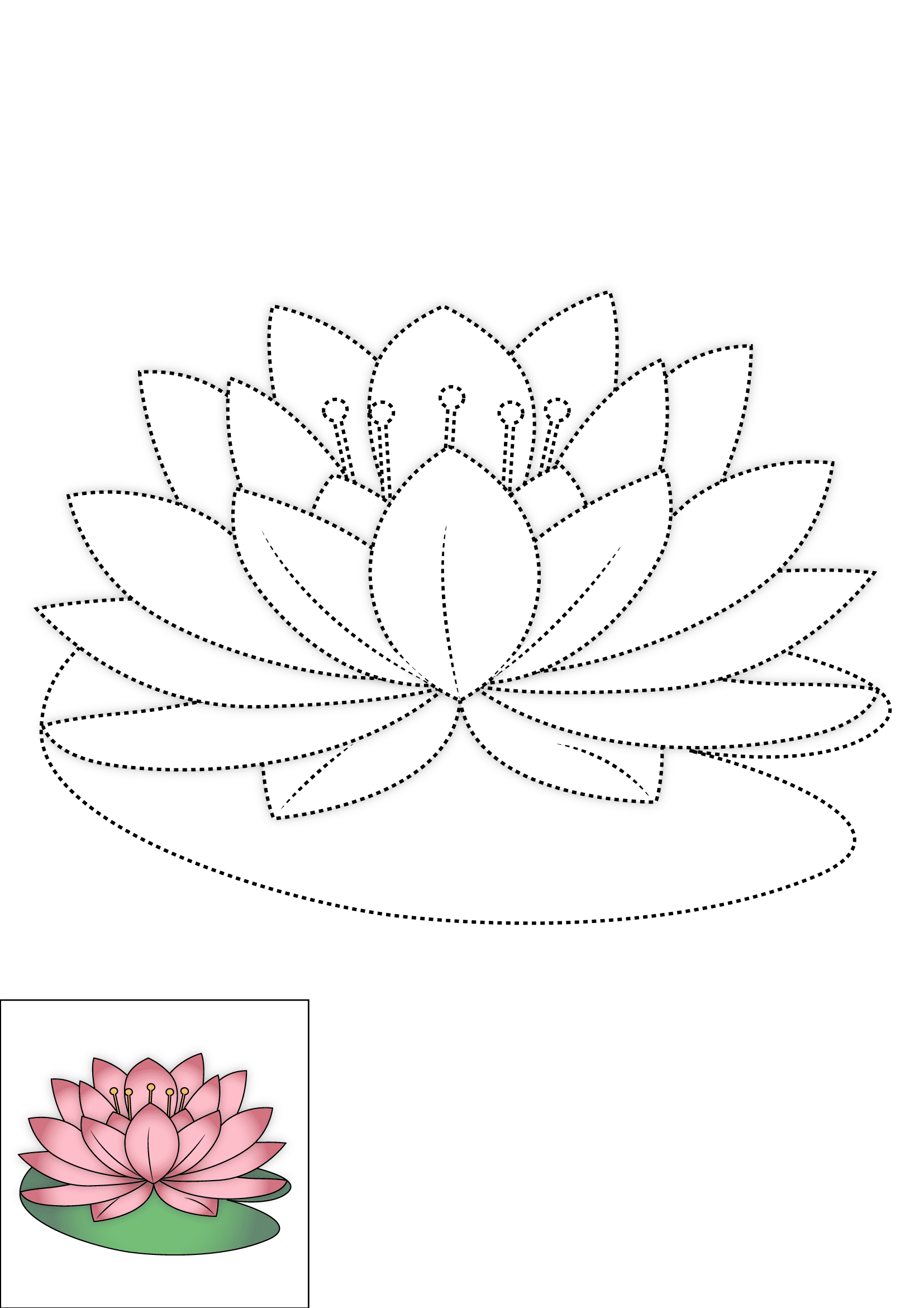 How to Draw A Lotus Flower Step by Step Printable Dotted