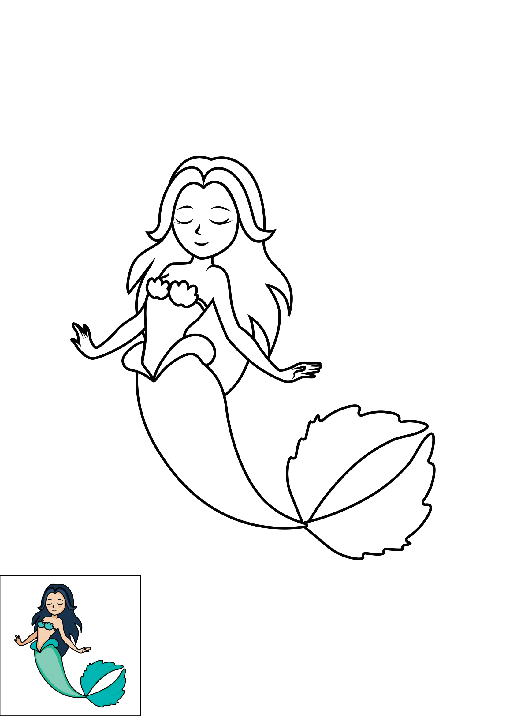 How to Draw A Mermaid Step by Step Printable Color