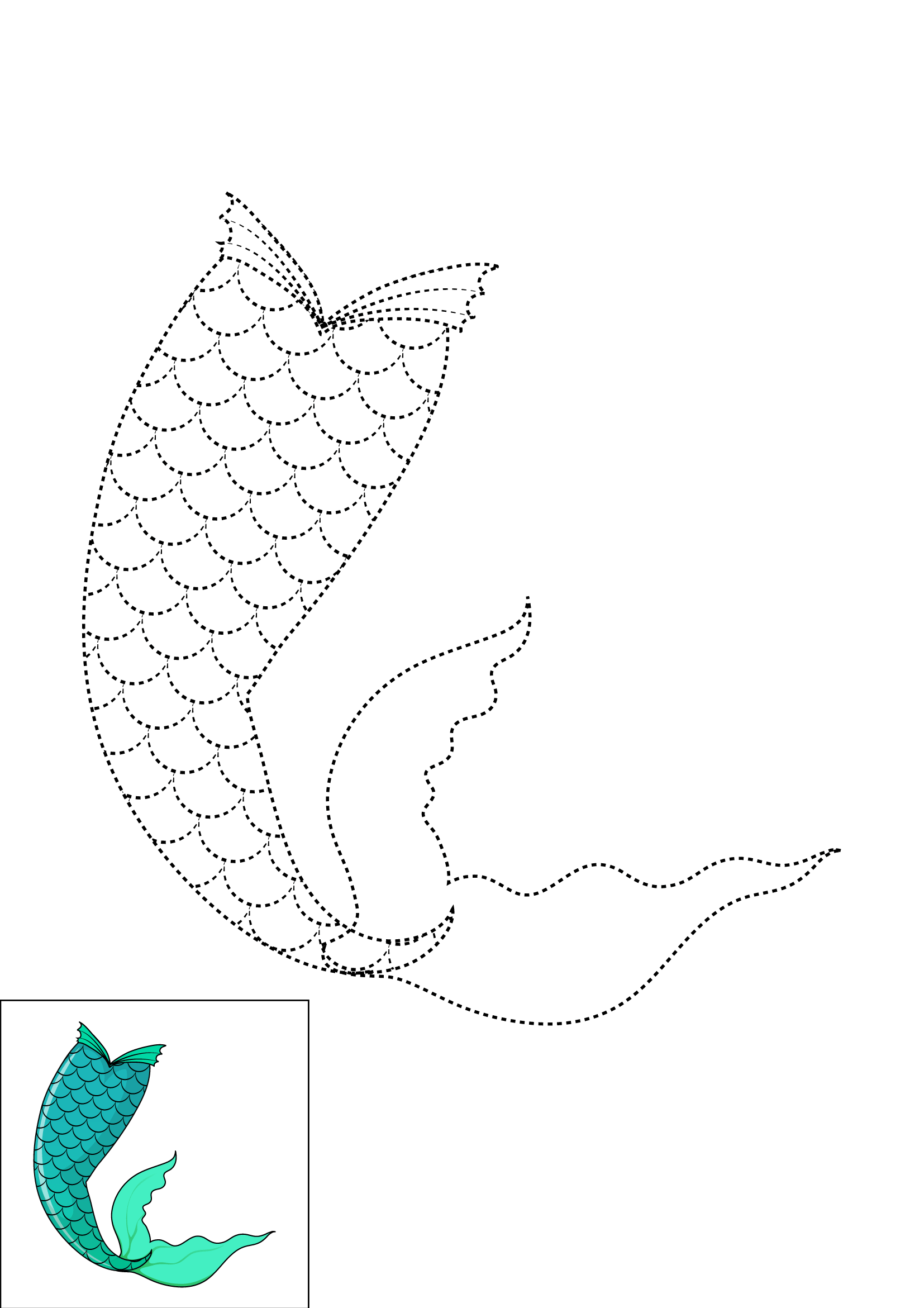 How to Draw A Mermaid Tail Step by Step Printable Dotted