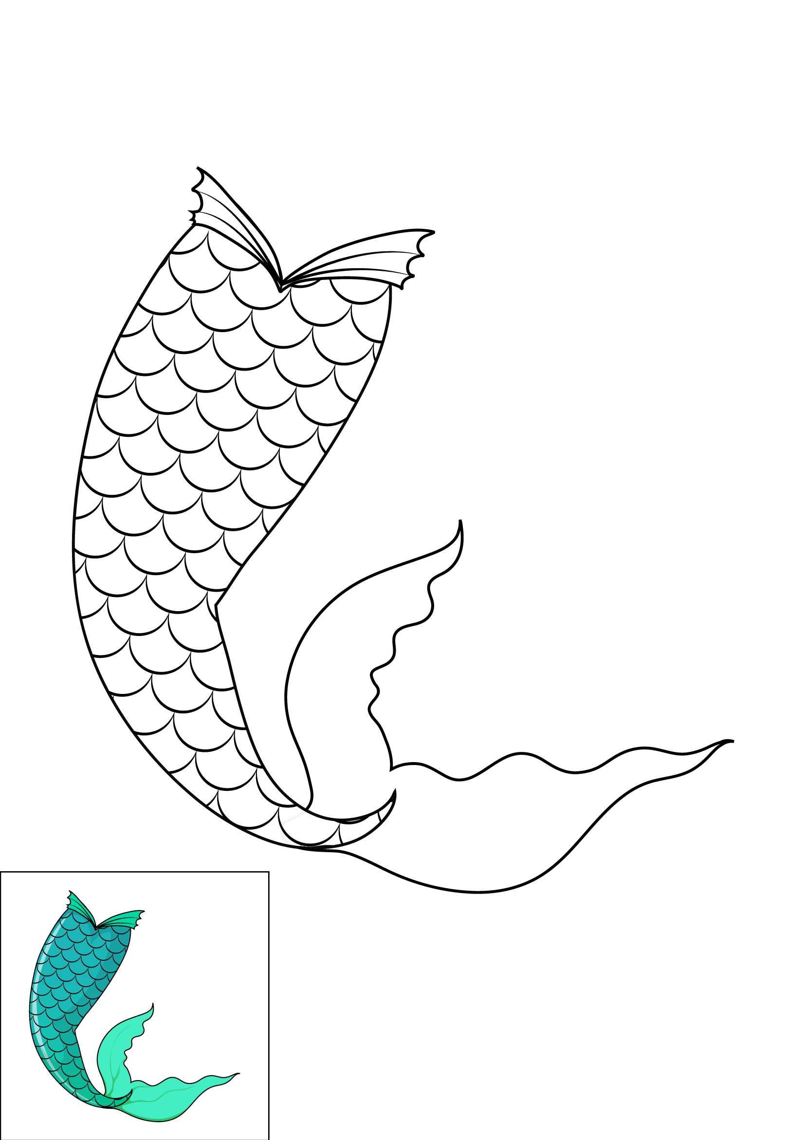 How to Draw A Mermaid Tail Step by Step Printable Color