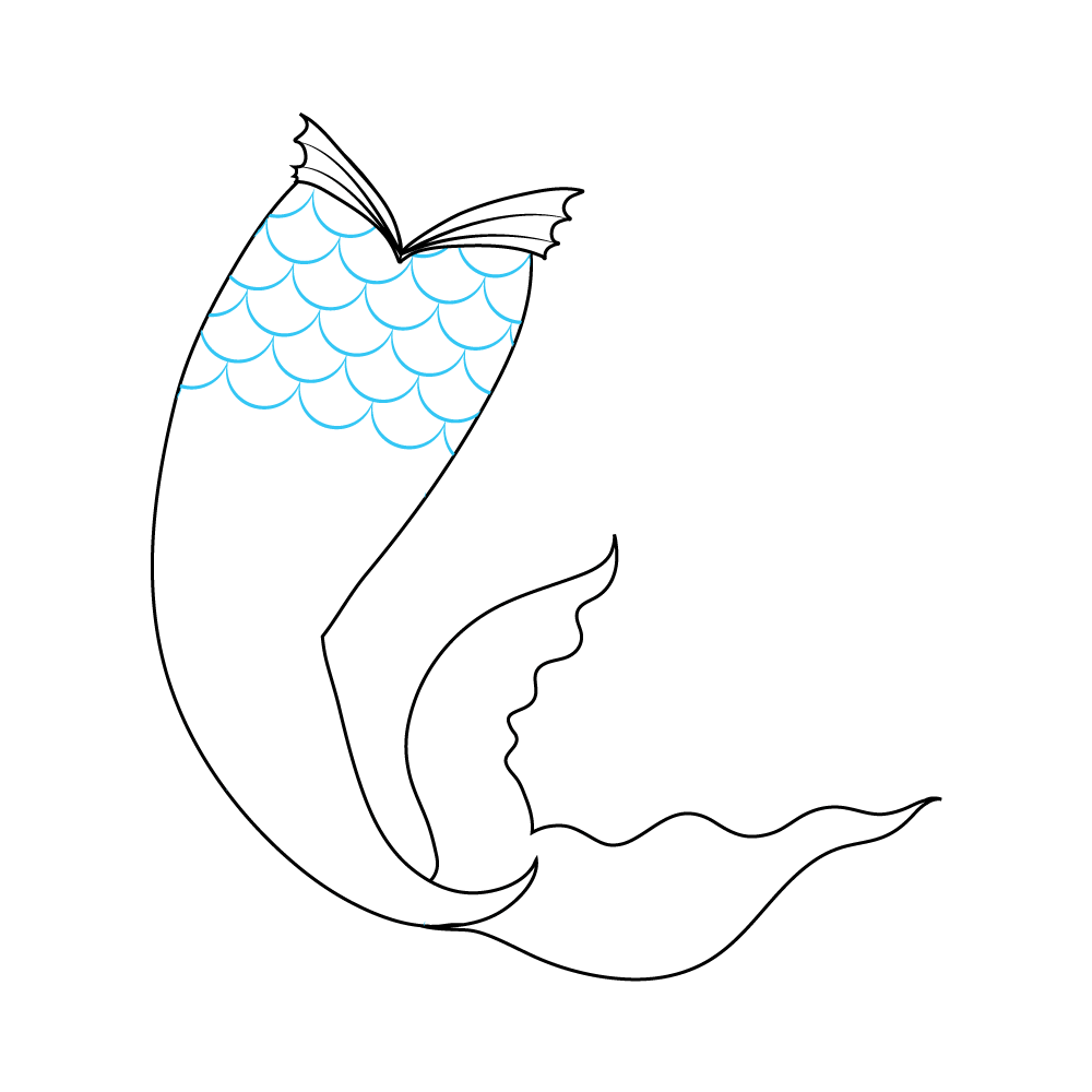 How to Draw A Mermaid Tail Step by Step Step  7