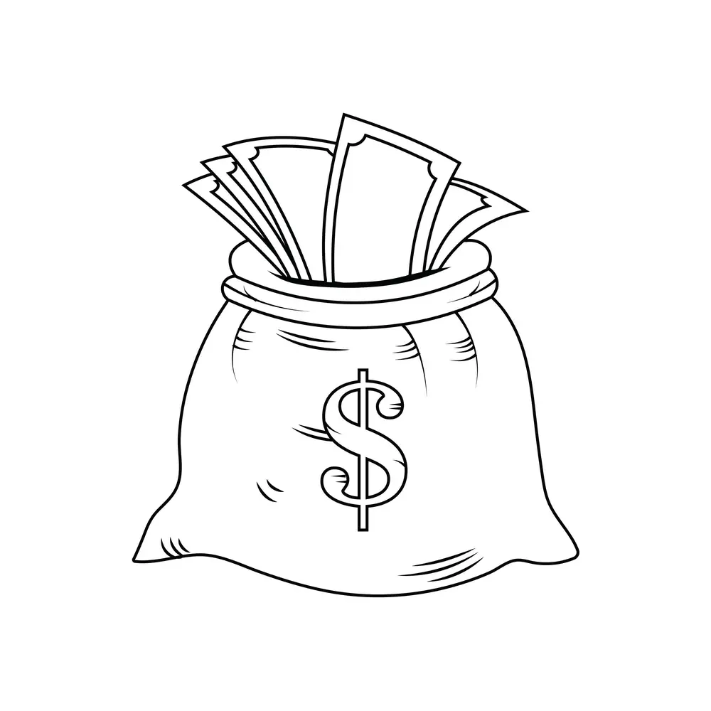 How to Draw A Money Bag Step by Step Step  9