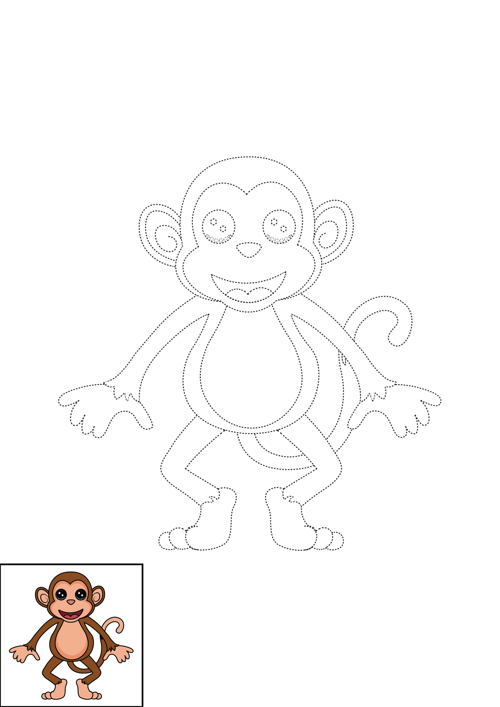 How to Draw A Monkey Step by Step Printable Dotted