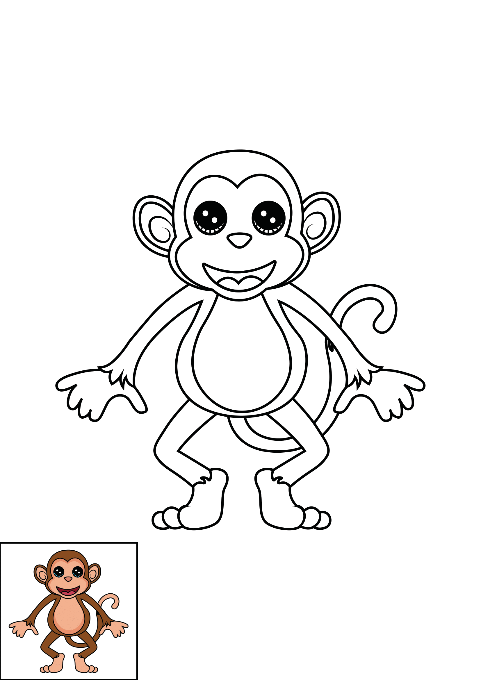 How to Draw A Monkey Step by Step Printable Color