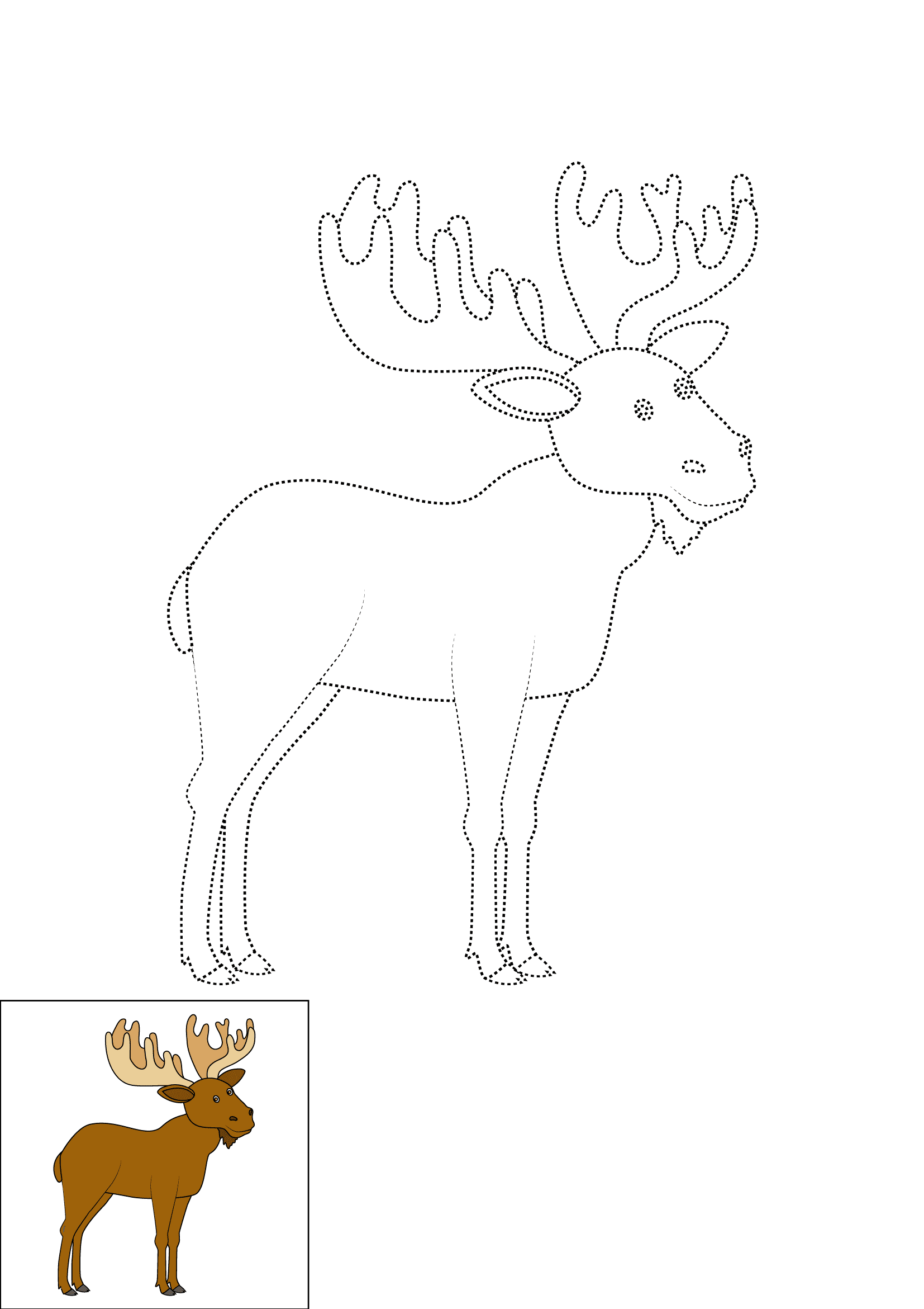 How to Draw A Moose Step by Step Printable Dotted
