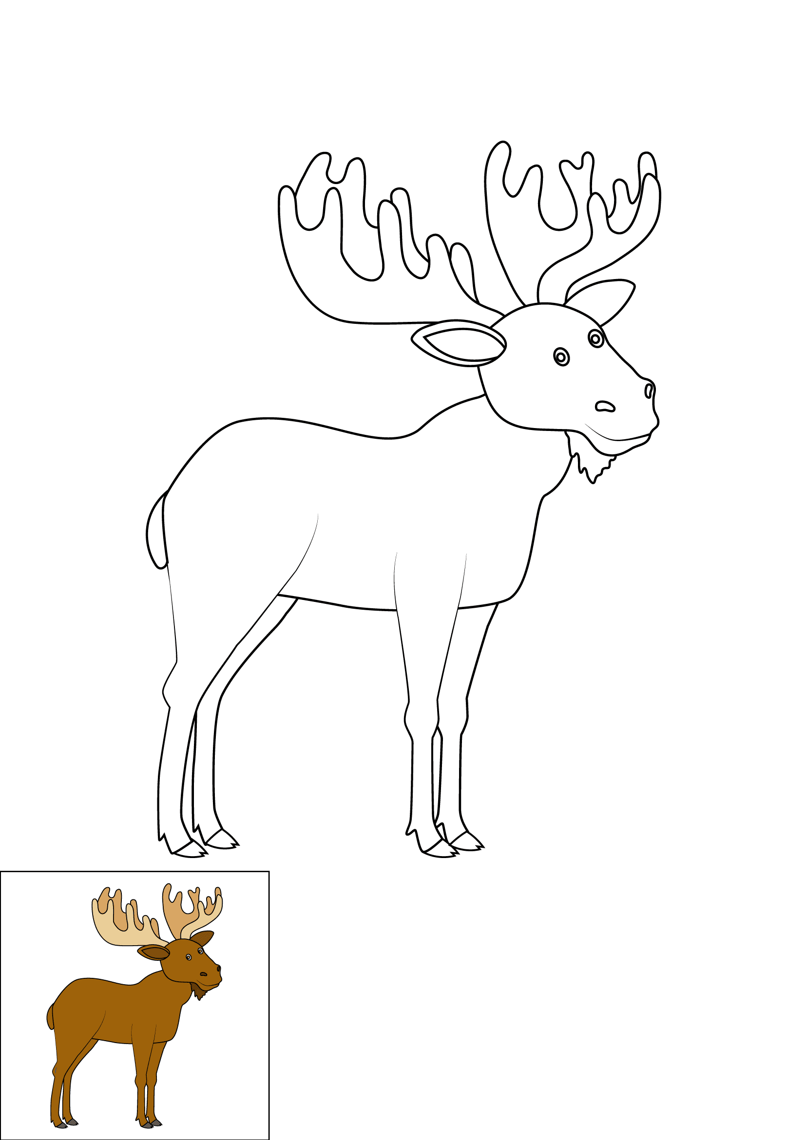 How to Draw A Moose Step by Step Printable Color