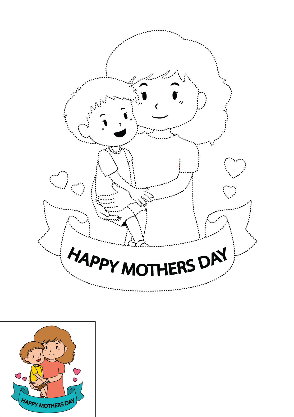 How to Draw A Mothers Day Step by Step Printable Dotted