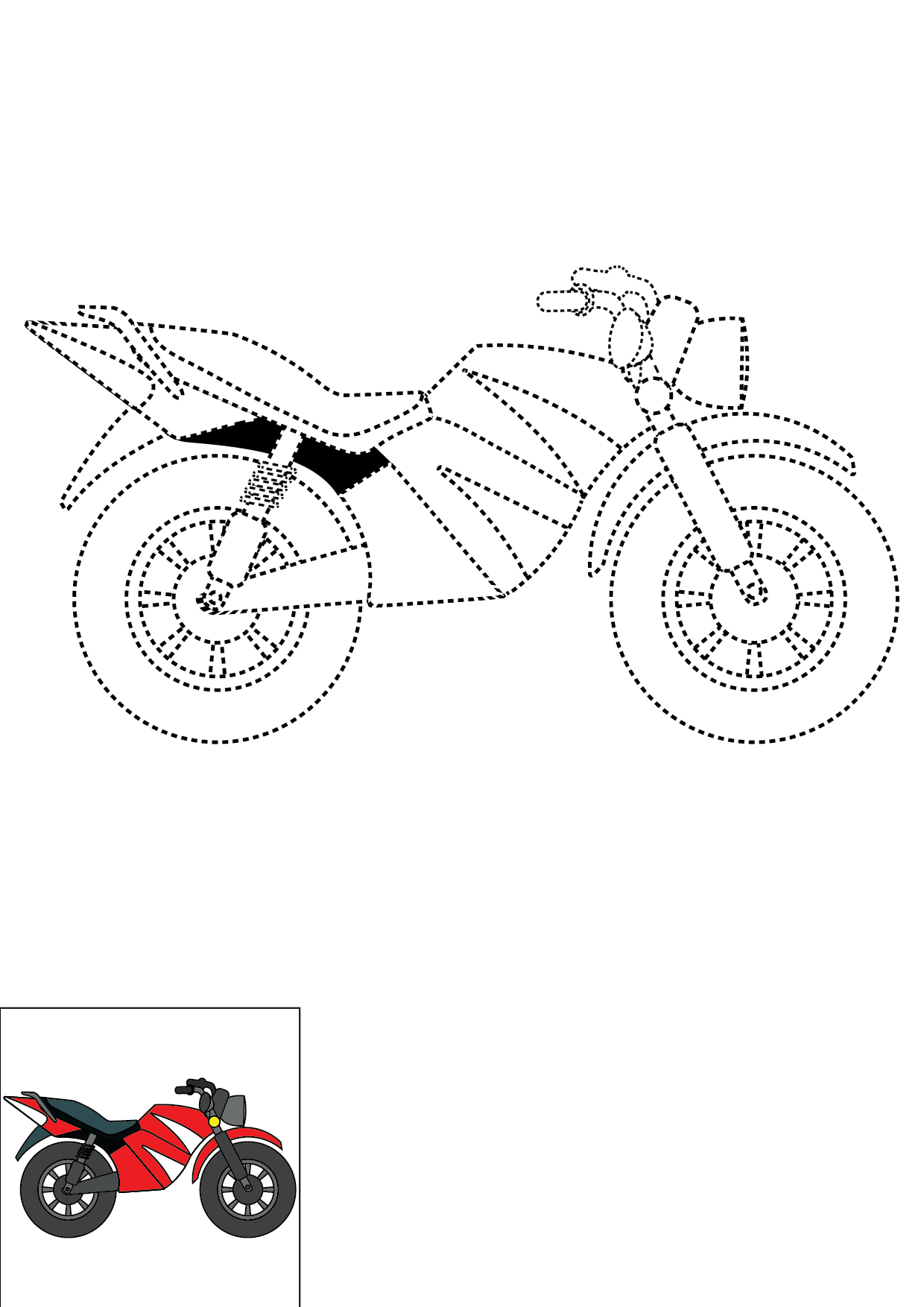 How to Draw A Motorcycle Step by Step Printable Dotted