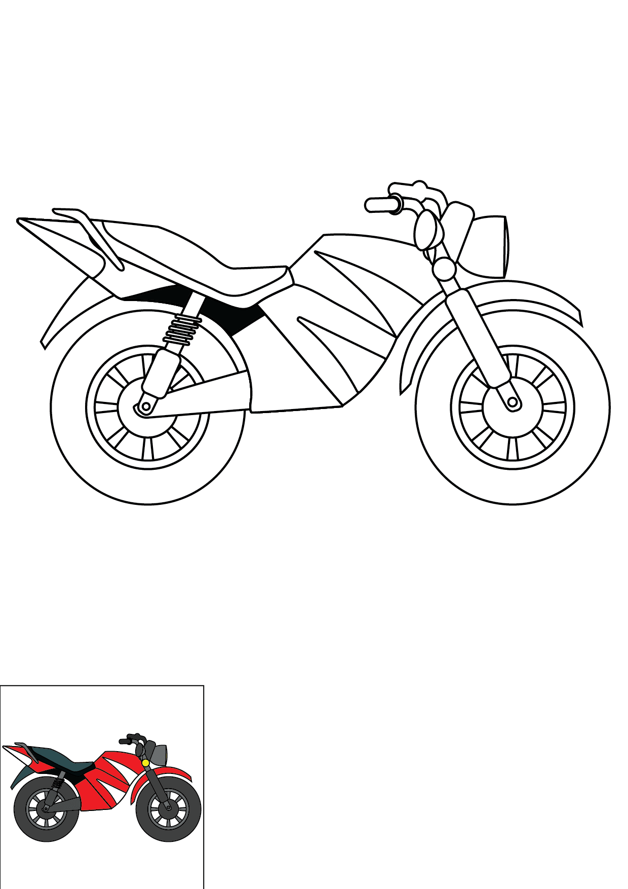 How to Draw A Motorcycle Step by Step Printable Color