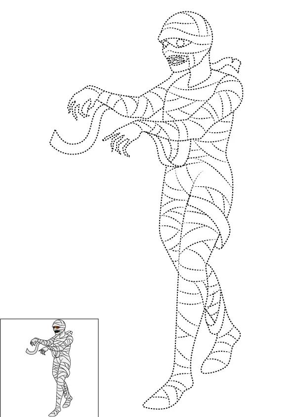 How to Draw A Mummy Step by Step Printable Dotted
