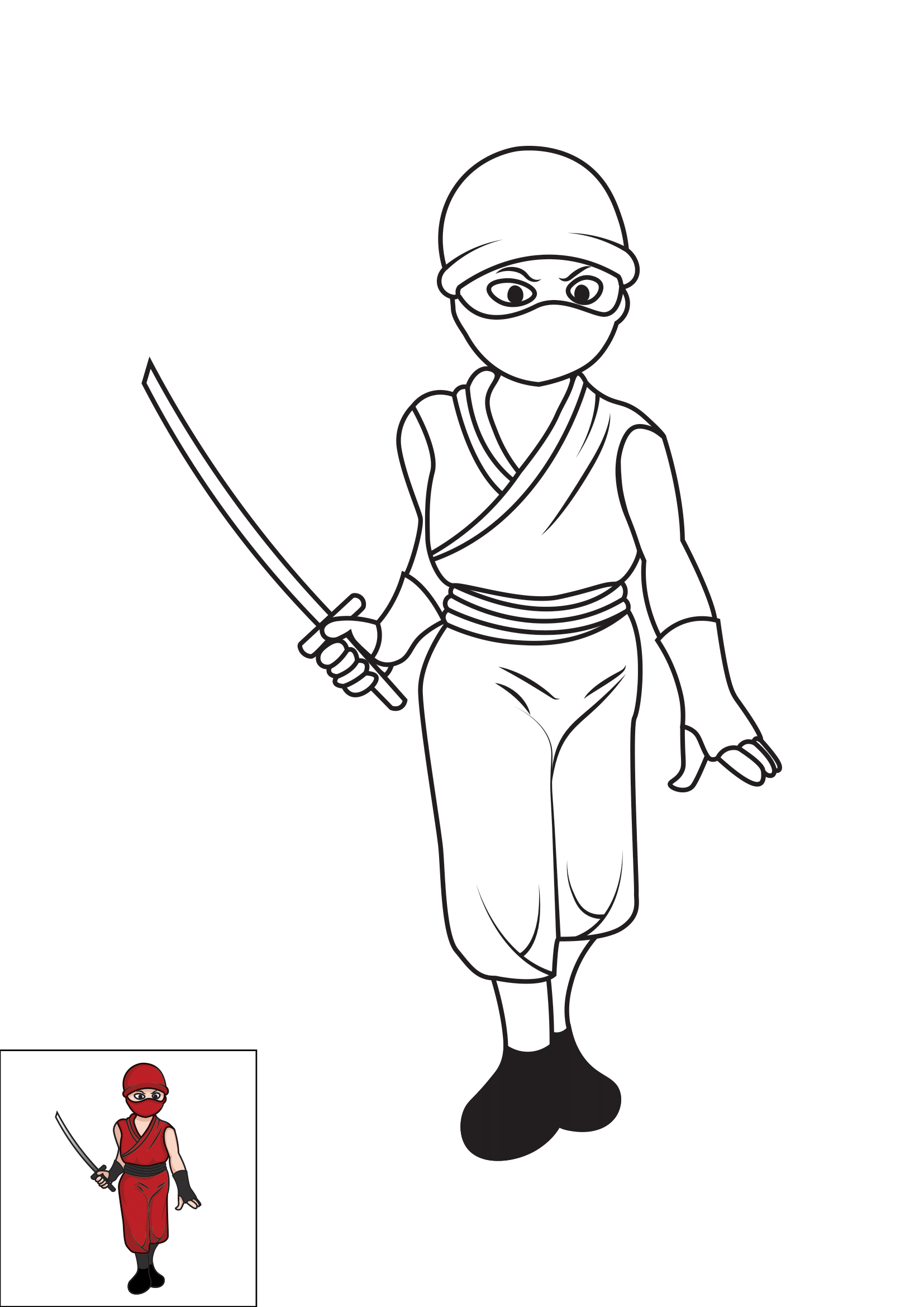 How to Draw A Ninja Step by Step Printable Color