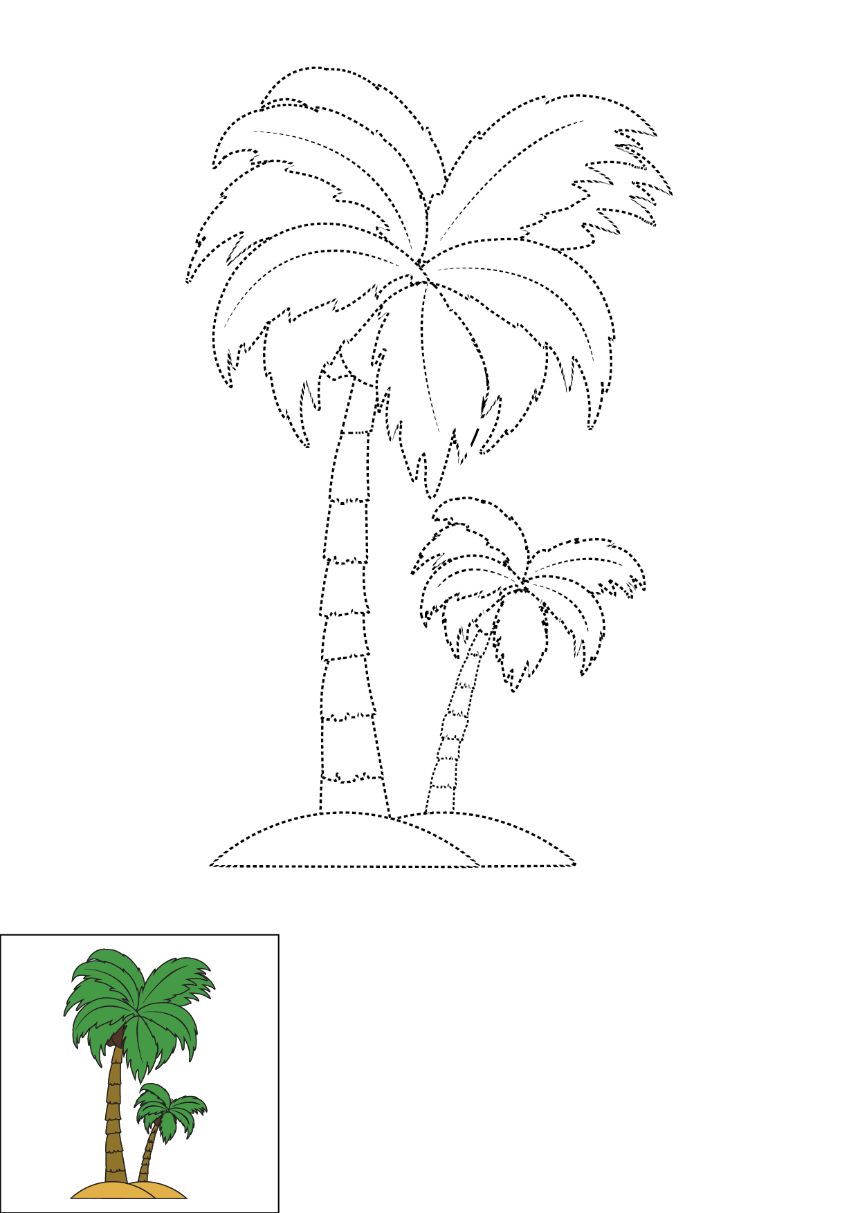 How to Draw A Palm Tree Step by Step Printable Dotted