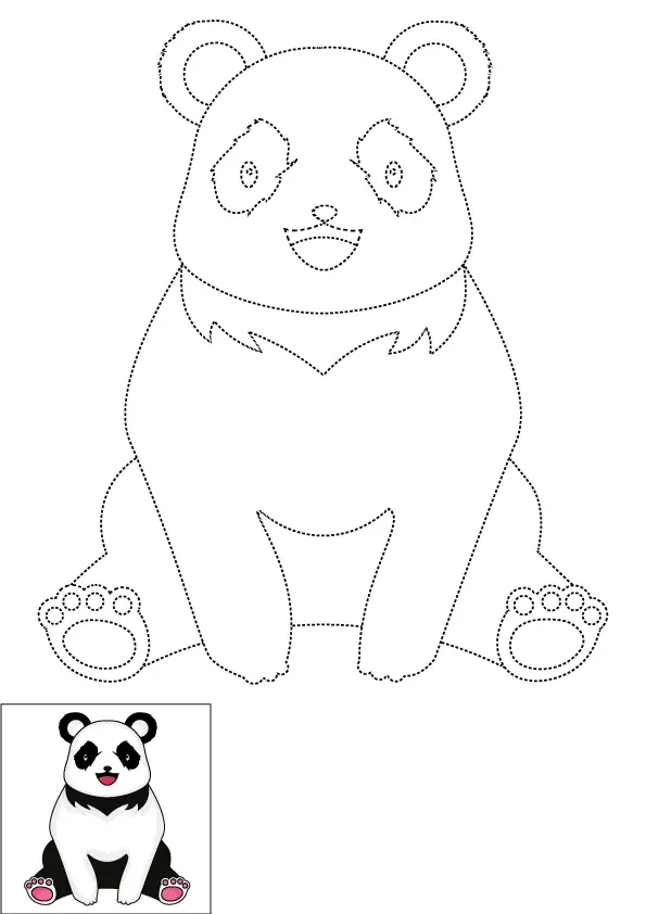 How to Draw A Panda Step by Step Printable Dotted