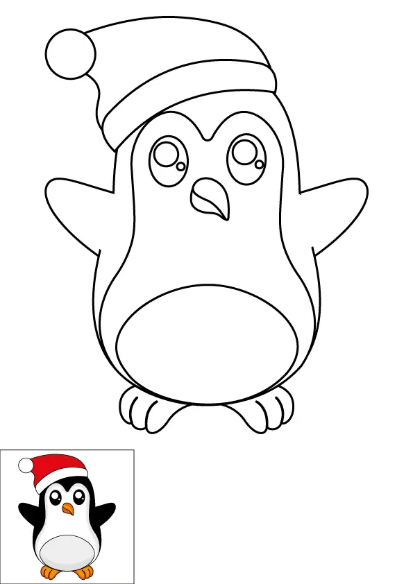 How to Draw A Penguin Christmas Step by Step Printable Color