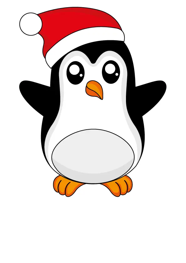 How to Draw A Penguin Christmas Step by Step Printable