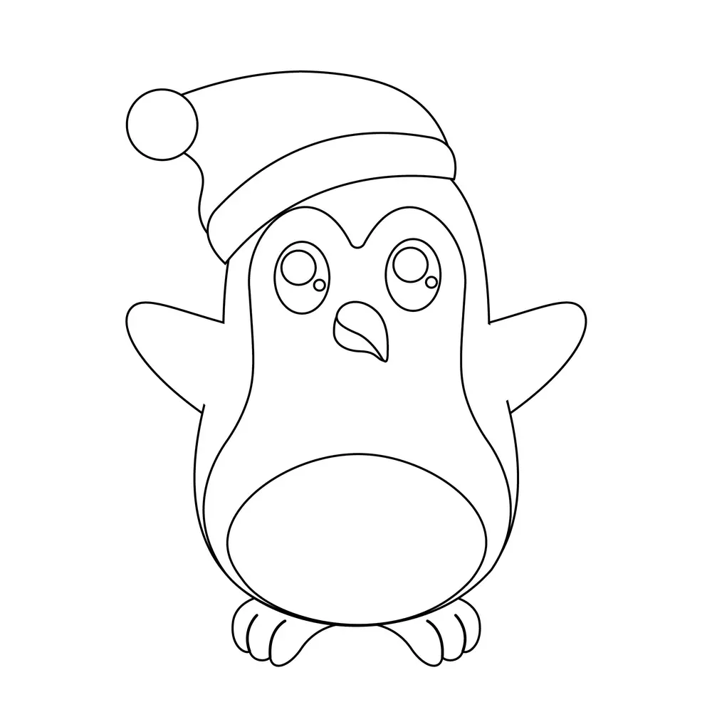 How to Draw A Penguin Christmas Step by Step Step  10