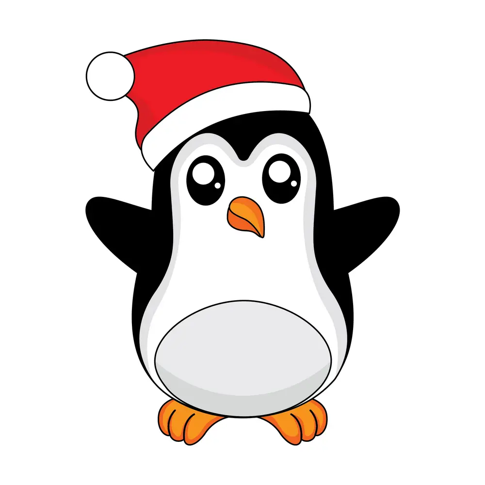 How to Draw A Penguin Christmas Step by Step Step  11