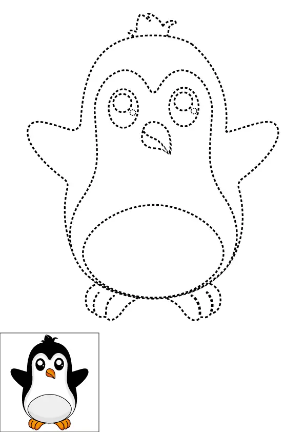 How to Draw A Penguin Step by Step Printable Dotted