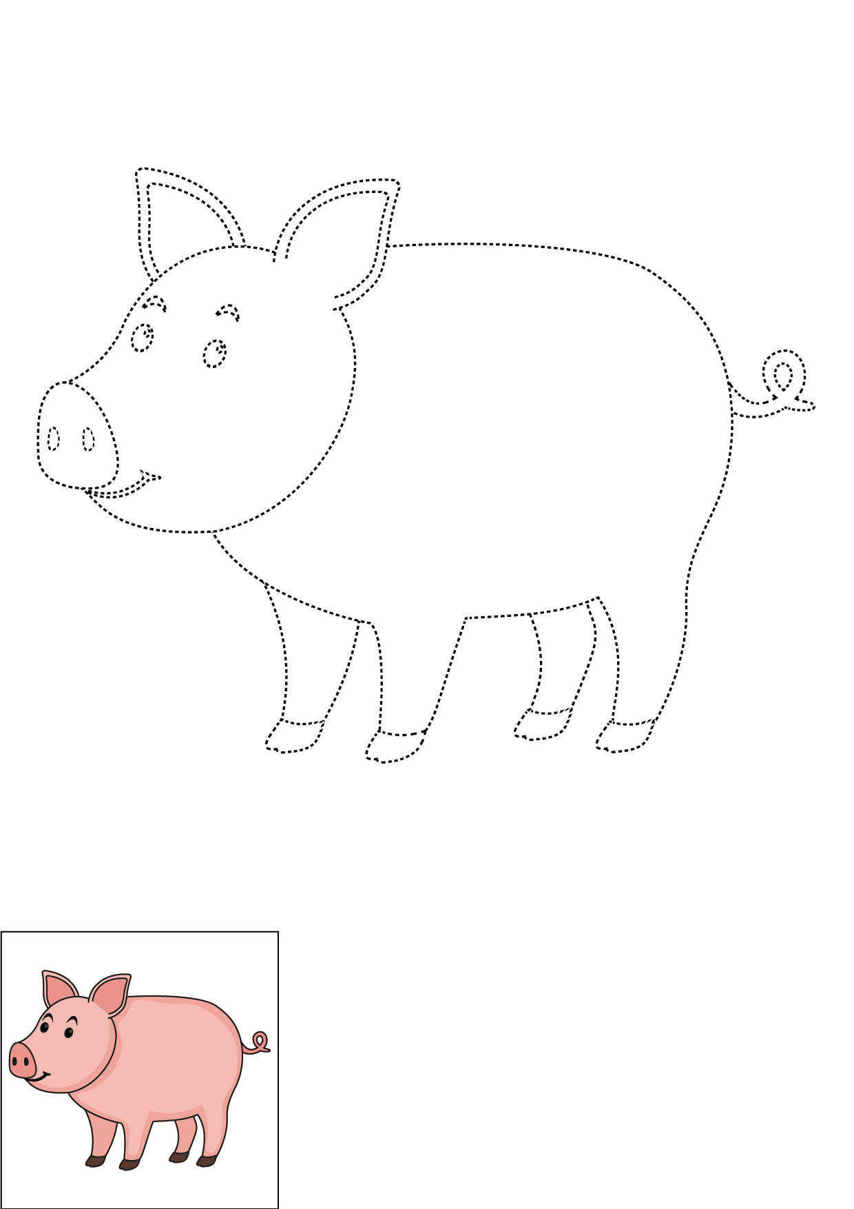 How to Draw A Pig Step by Step Printable Dotted