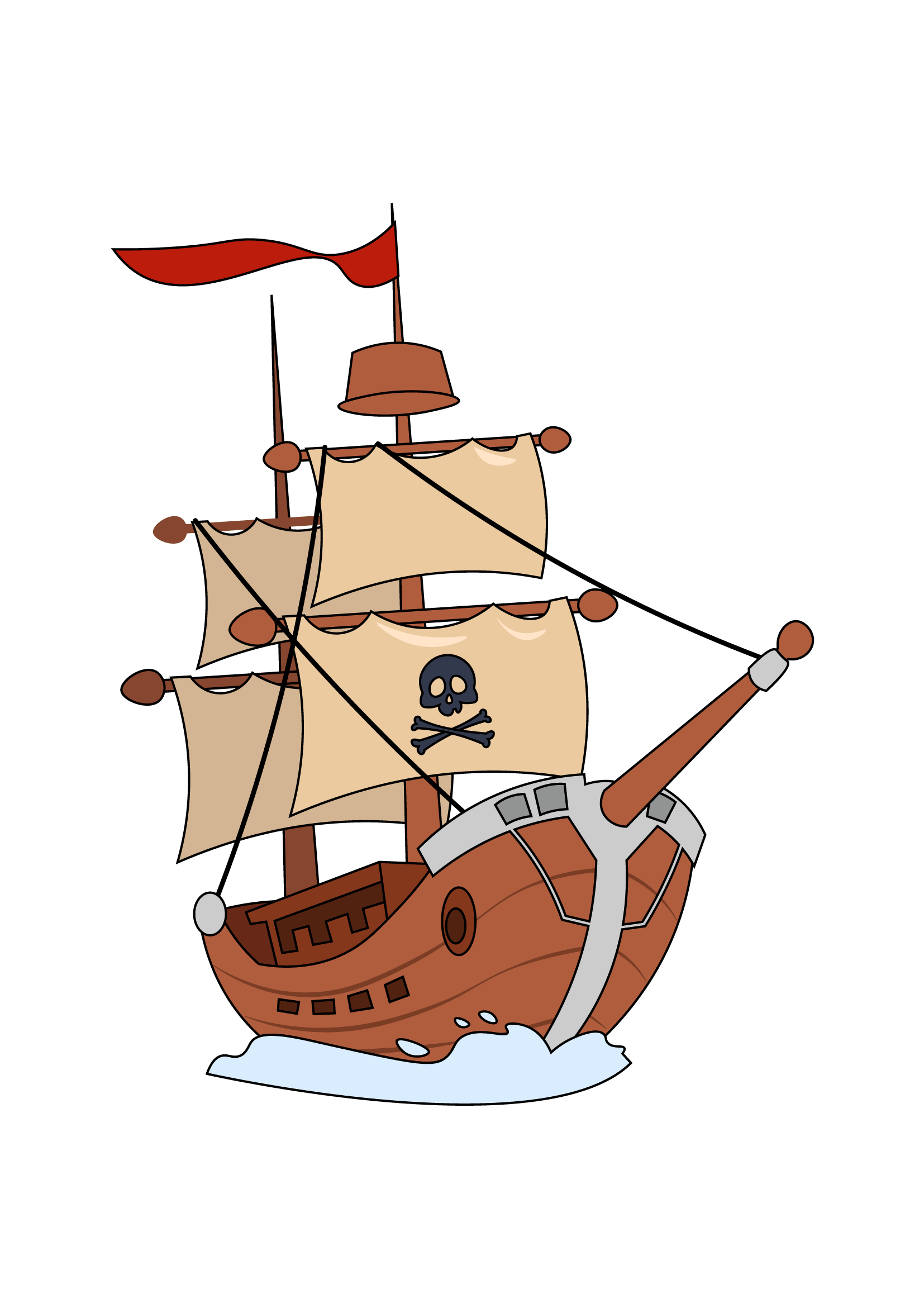 How to Draw A Pirate Ship Step by Step Printable