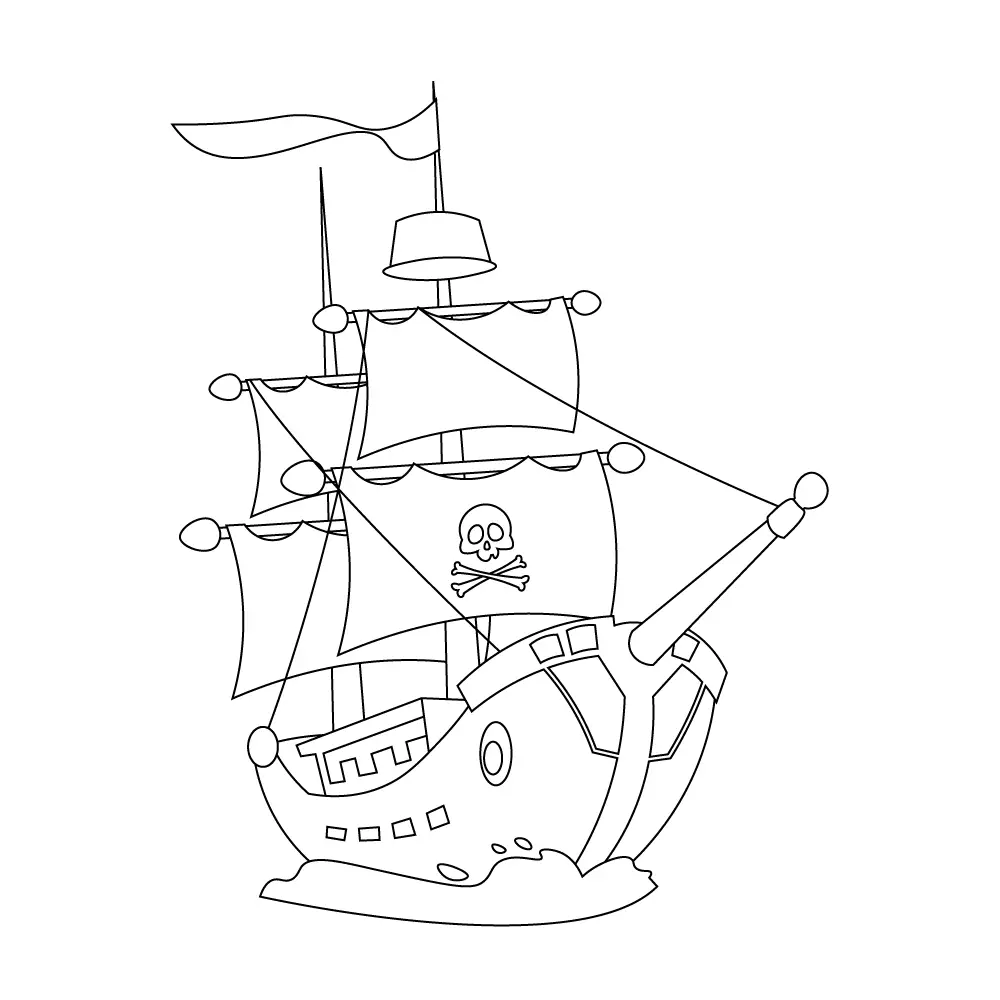 How to Draw A Pirate Ship Step by Step Step  13