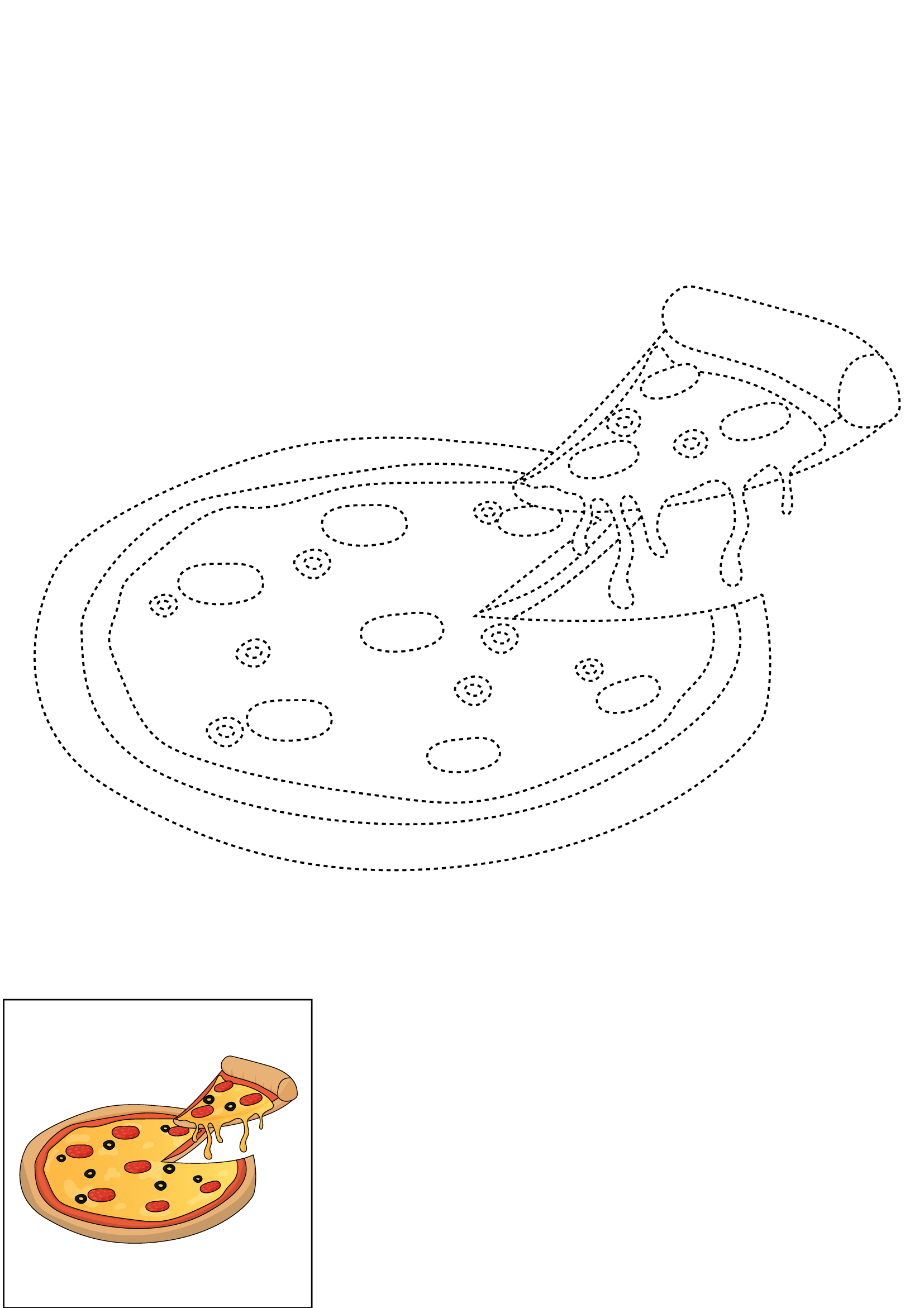 How to Draw A Pizza Step by Step Printable Dotted