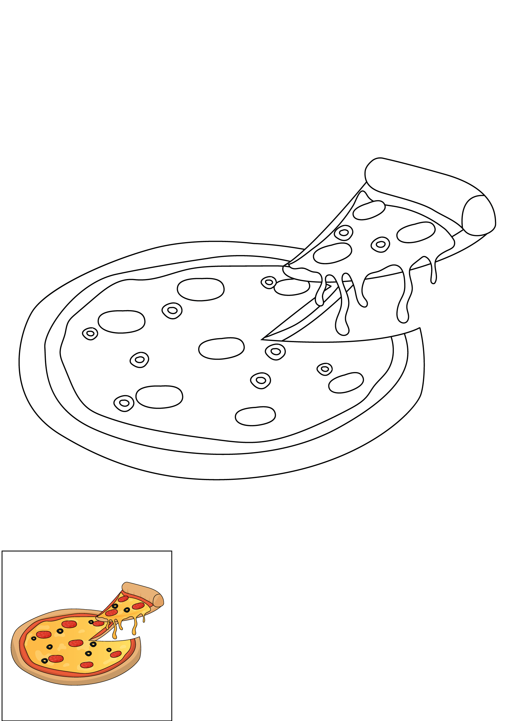 How to Draw A Pizza Step by Step Printable Color
