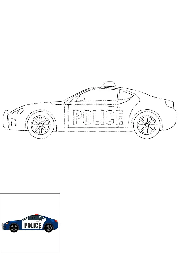 How to Draw A Police Car Step by Step Printable Dotted