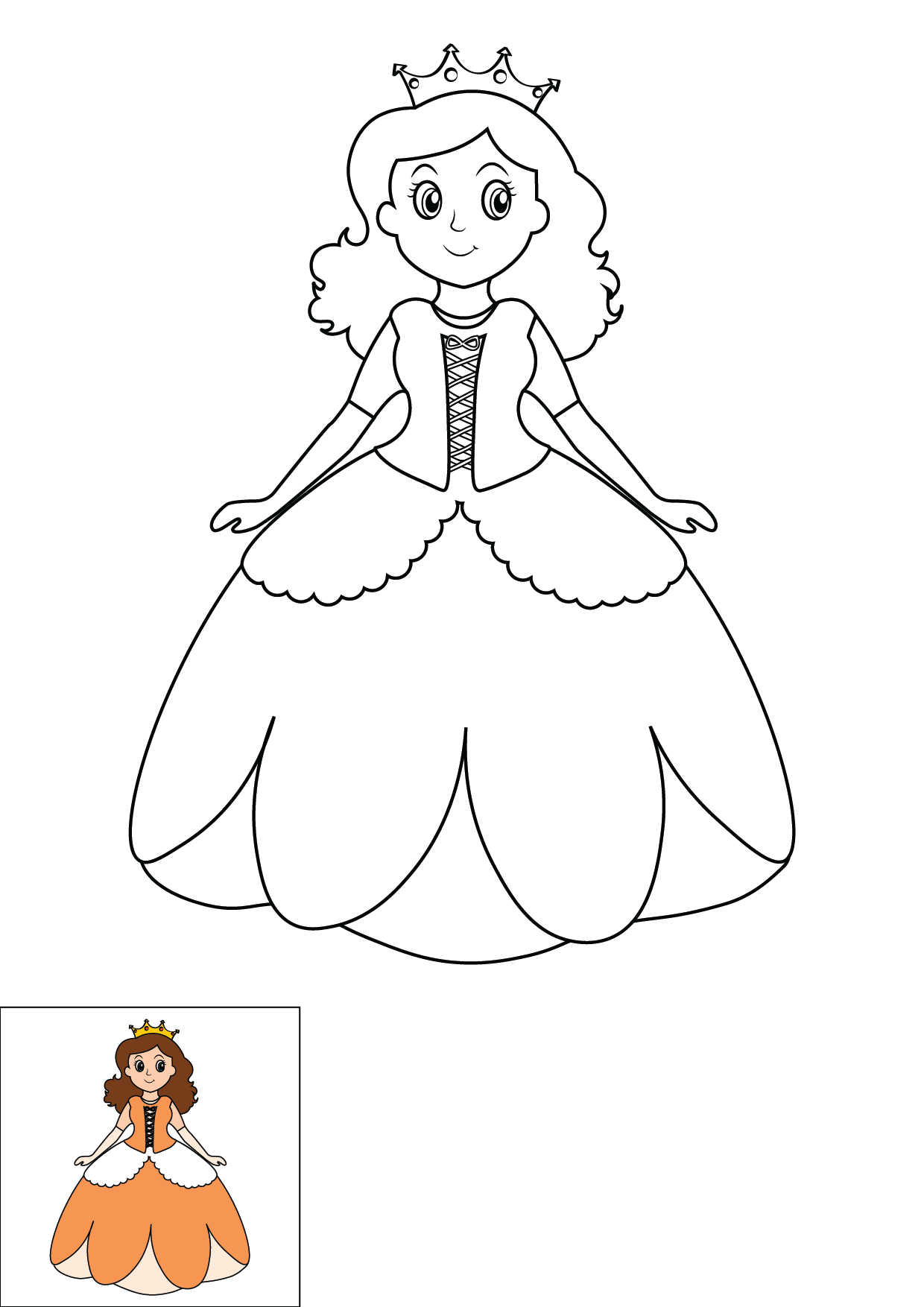 How to Draw A Princess Step by Step Printable Color