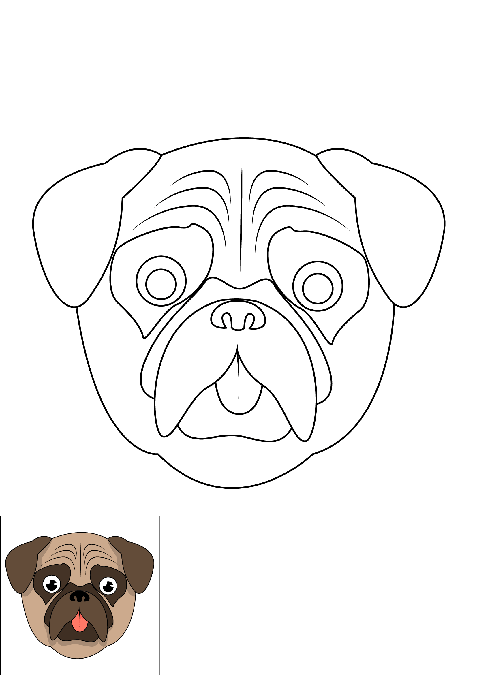 How to Draw A Pug Face Step by Step Printable Color