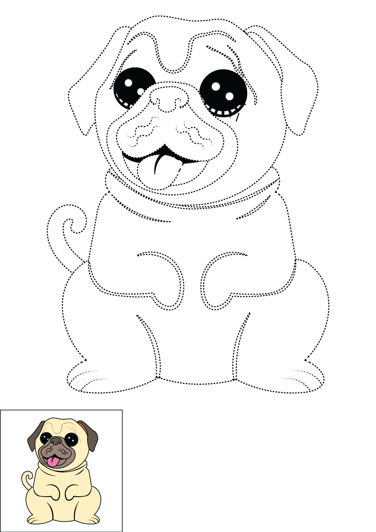 How to Draw A Pug Step by Step Printable Dotted