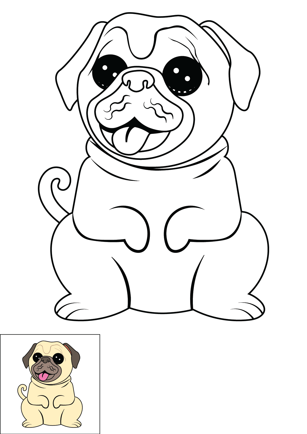 How to Draw A Pug Step by Step Printable Color