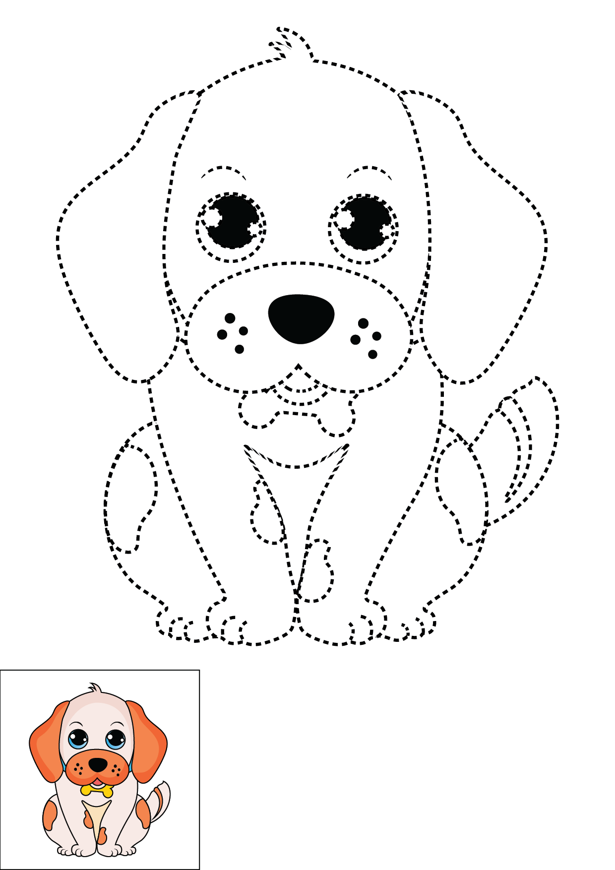 How to Draw A Puppy Light Colored Step by Step Printable Dotted