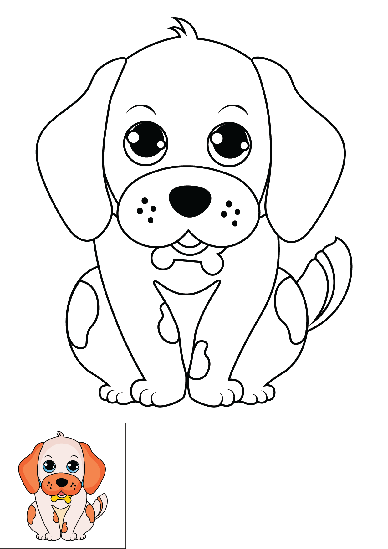 How to Draw A Puppy Light Colored Step by Step Printable Color