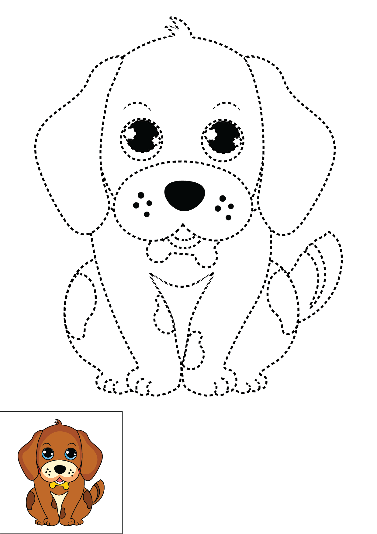 How to Draw A Puppy Step by Step Printable Dotted
