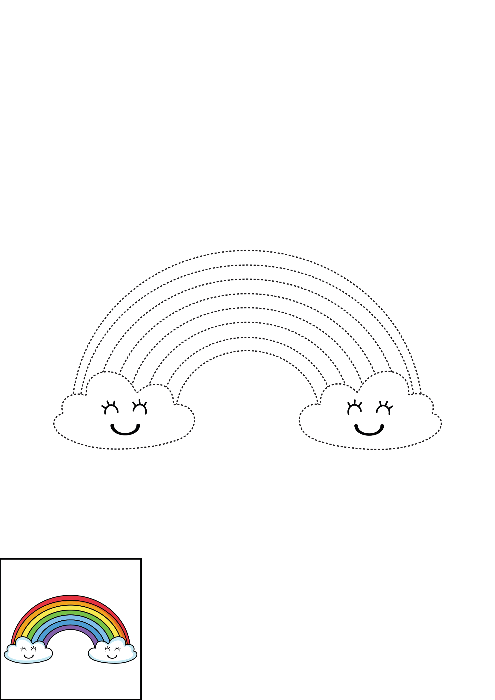 How to Draw A Rainbow Step by Step Printable Dotted