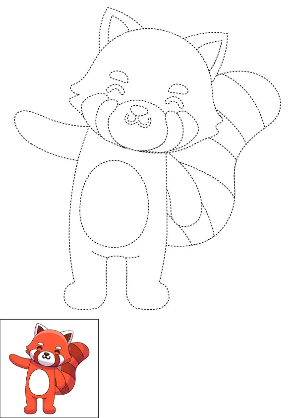 How to Draw A Red Panda Step by Step Printable Dotted