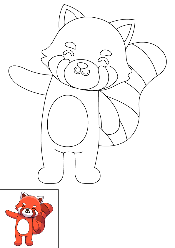 How to Draw A Red Panda Step by Step Printable Color