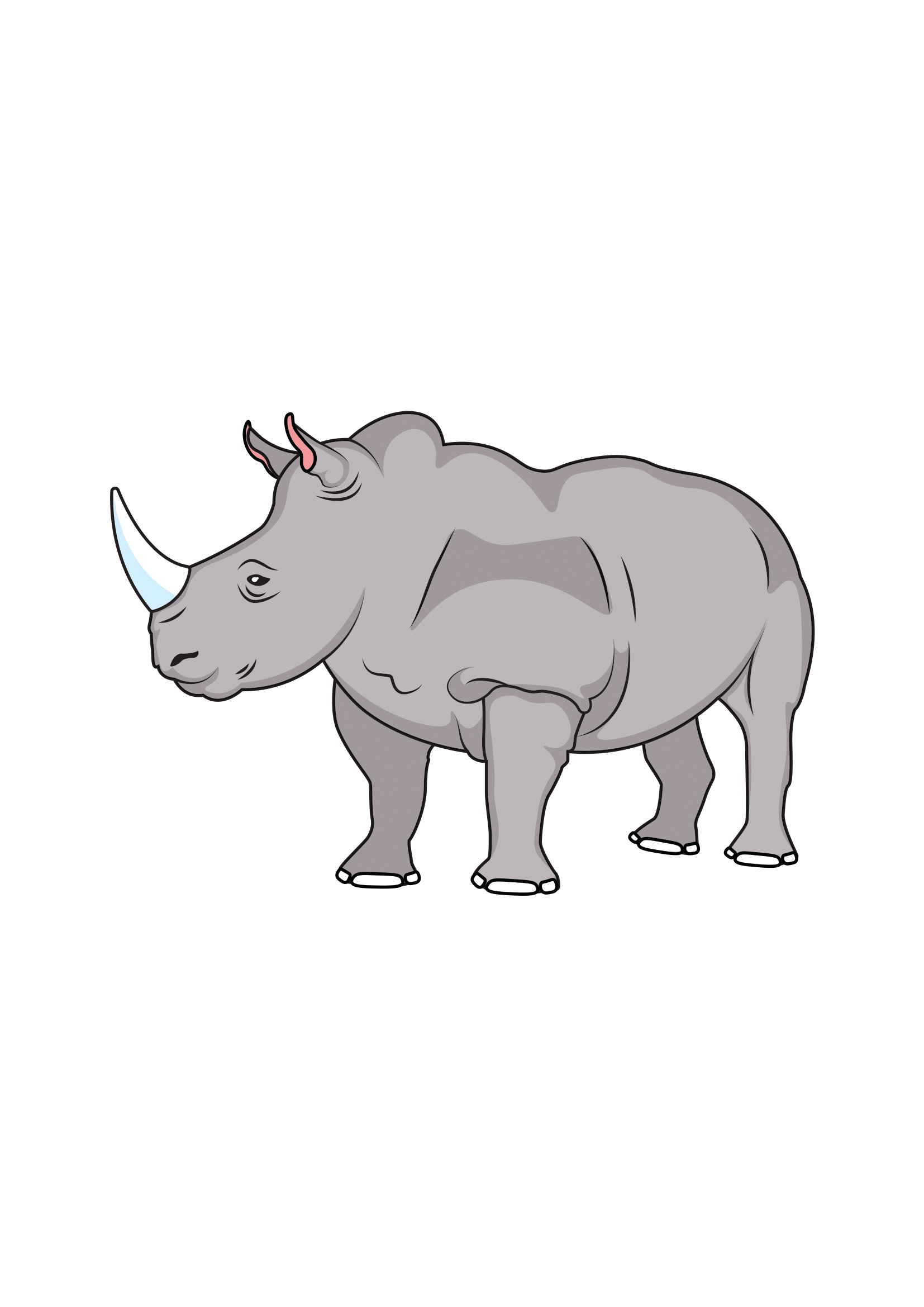 How to Draw A Rhino Step by Step Printable
