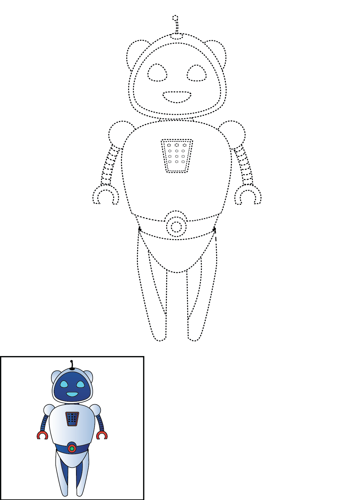 How to Draw A Robot Step by Step Printable Dotted