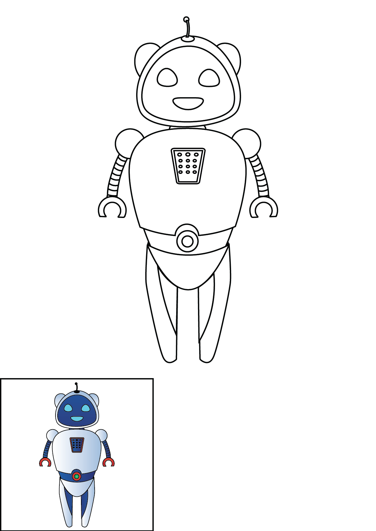 How to Draw A Robot Step by Step Printable Color