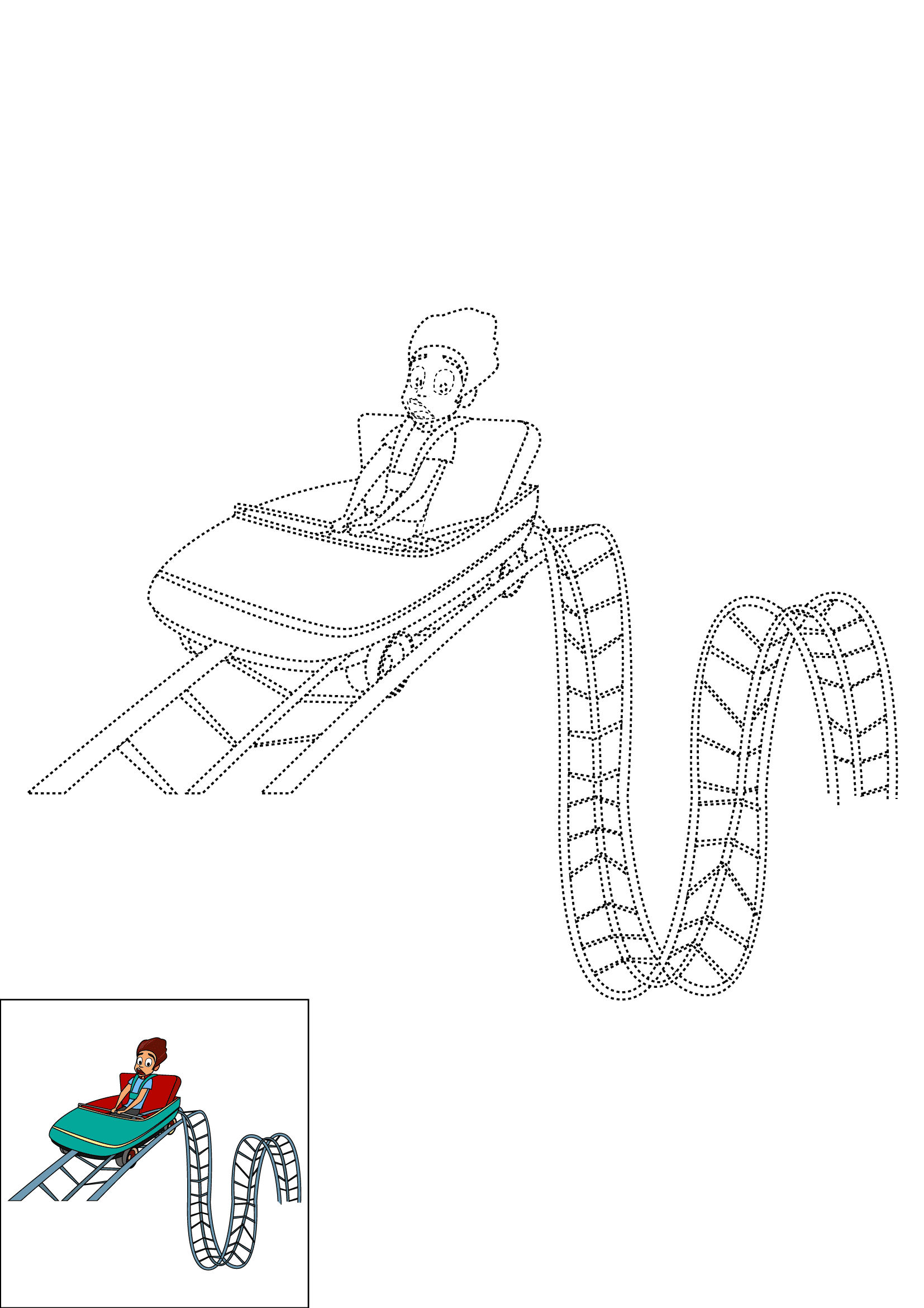 How to Draw A Roller Coaster Step by Step Printable Dotted