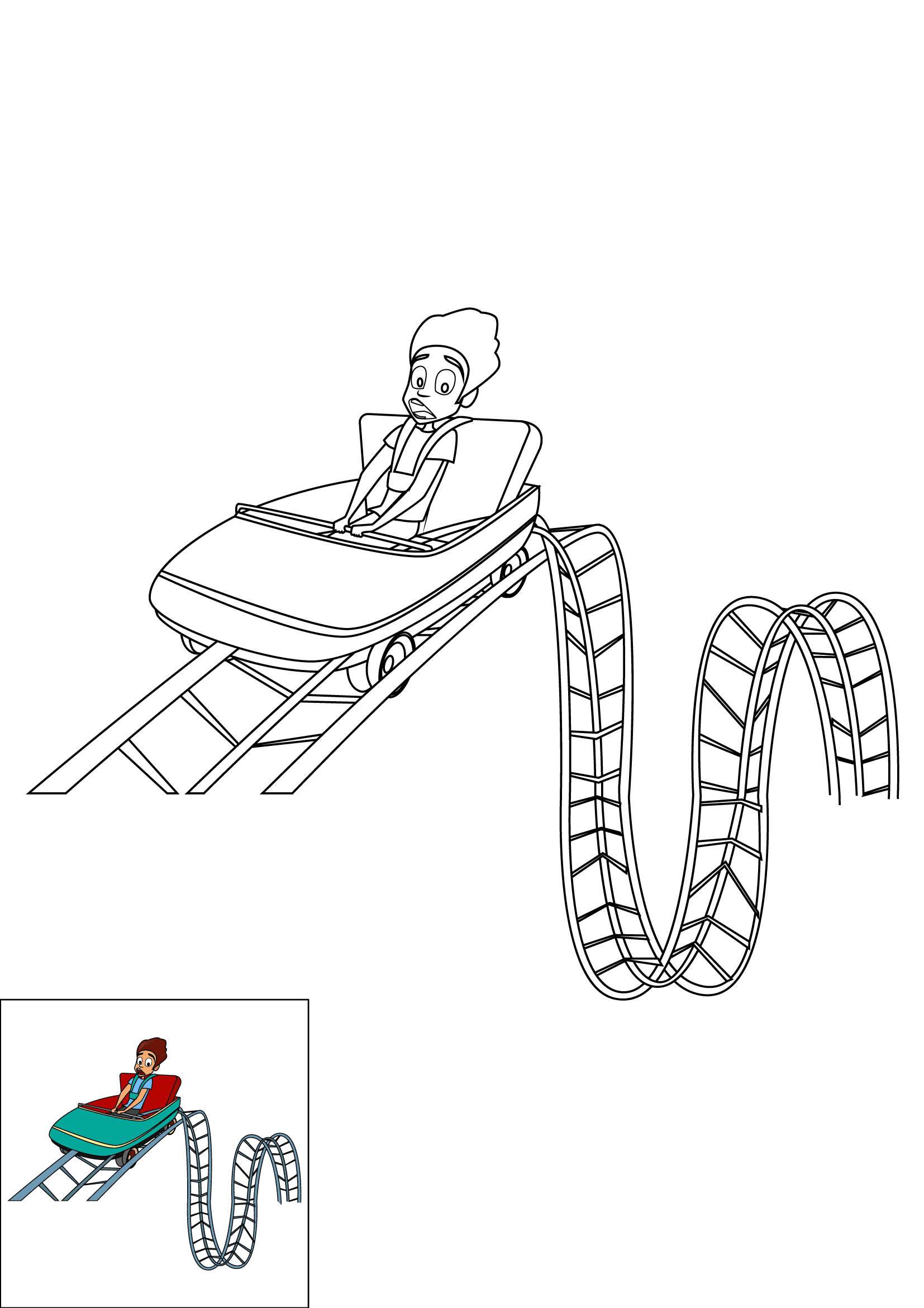 How to Draw A Roller Coaster Step by Step Printable Color