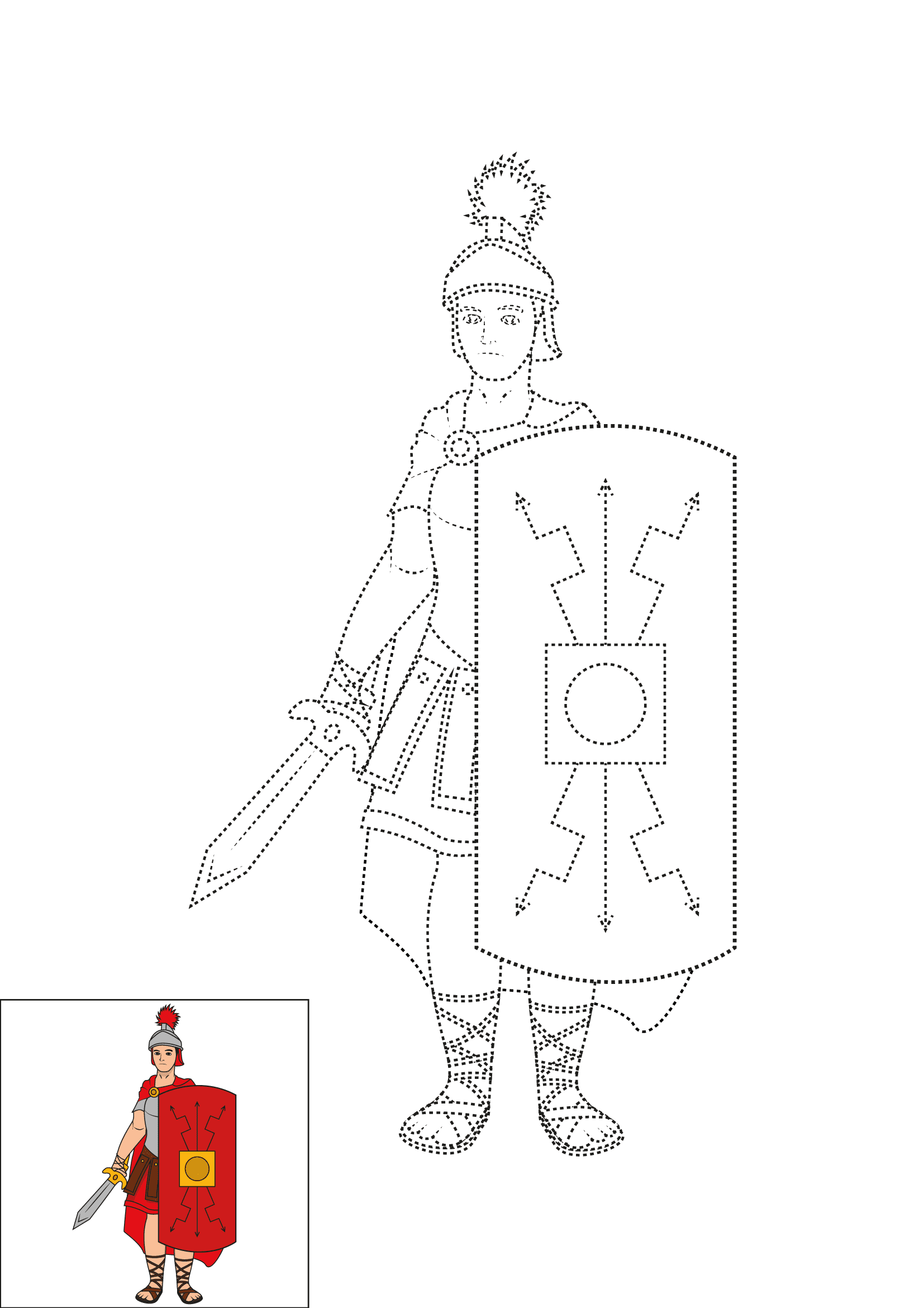 How to Draw A Roman Soldier Step by Step Printable Dotted