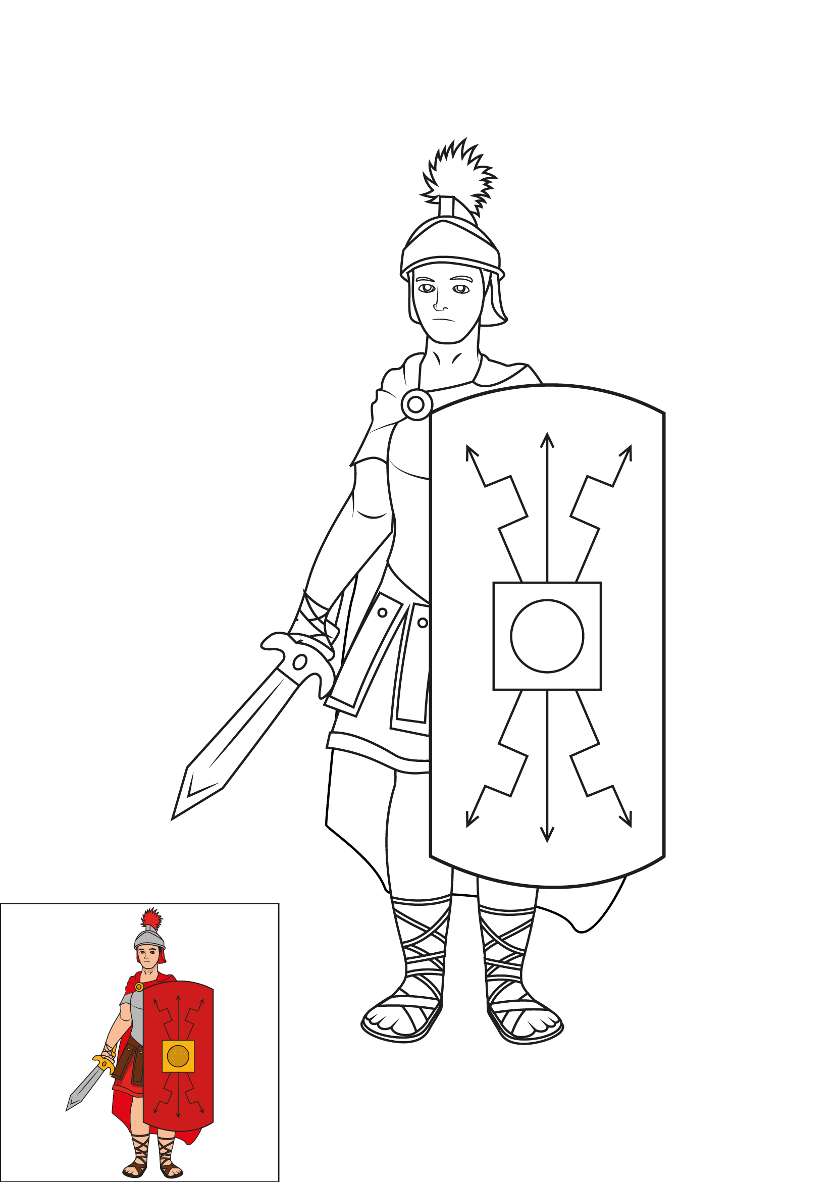 How to Draw A Roman Soldier Step by Step Printable Color